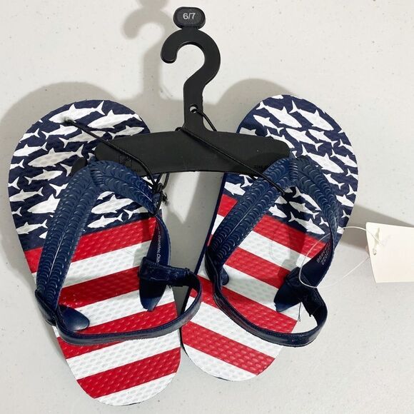 Boys Red, White, & Blue Flip Flops Sandals Size 6/7 - Picture 6 of 7
